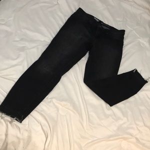 Black Denim, High Rise Cropped Jeggings.